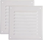 Vent Systems - 5 x 5 Inch (Inner) Pack of 2 White Metal Square Soffit Air Vent Grille Cover, Register Vent Deflector Louver Built-in Mesh HVAC for Bathroom Home Office Kitchen 6.5" x 6.5" (Outer)