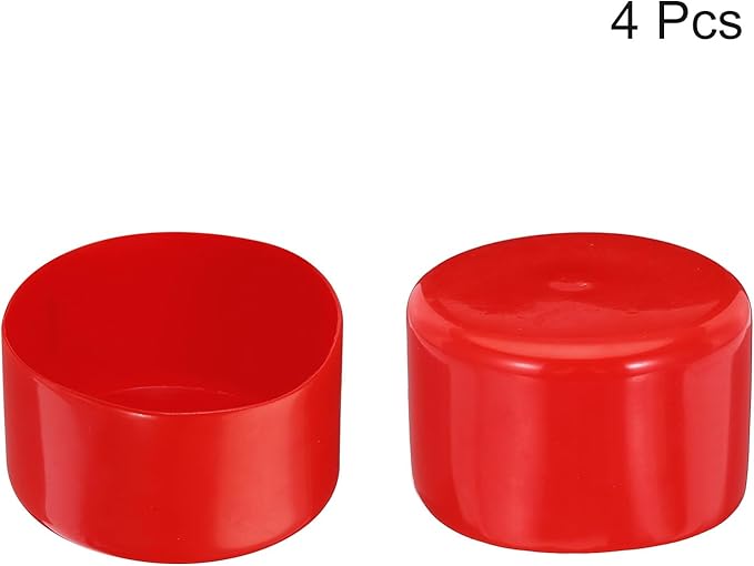 uxcell 4pcs Rubber End Caps 70mm ID Vinyl Round Tube Bolt Cap Cover Screw Thread Protectors Red, 40mm Height