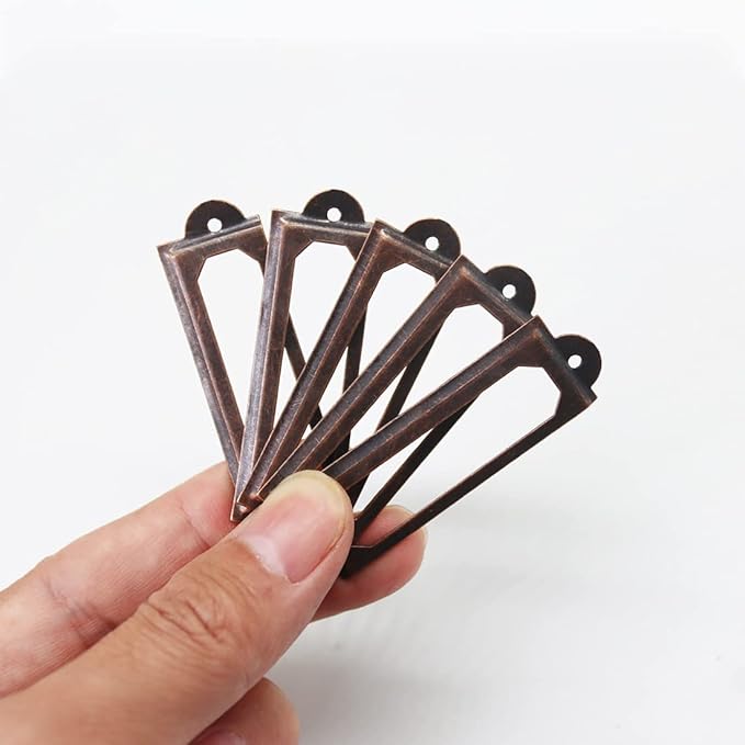 40-Pack Office Library File Drawer Cabinet Card Tag Label Holder Metal Frame (Antique Copper)