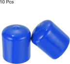 uxcell 10pcs Rubber End Caps 23mm ID Vinyl Round Tube Bolt Cap Cover Screw Thread Protectors Blue