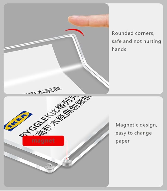 Acrylic Sign Holder Price Tag Displays Table Top Sign Stand (B：100*130mm/3.94*5.12 inches)