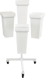 DYALE Flower Display Stand with Buckets - Flower Cart with Wheels for Bouquet Shop, Metal Flower Rack Display Stand for Wedding Garden, Party, Events (White, Square buckets)