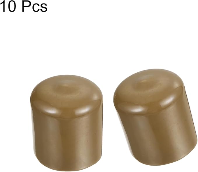 uxcell 10pcs Rubber End Caps 32mm(1 1/4") ID Vinyl Round End Cap Cover Screw Thread Protectors Light Brown