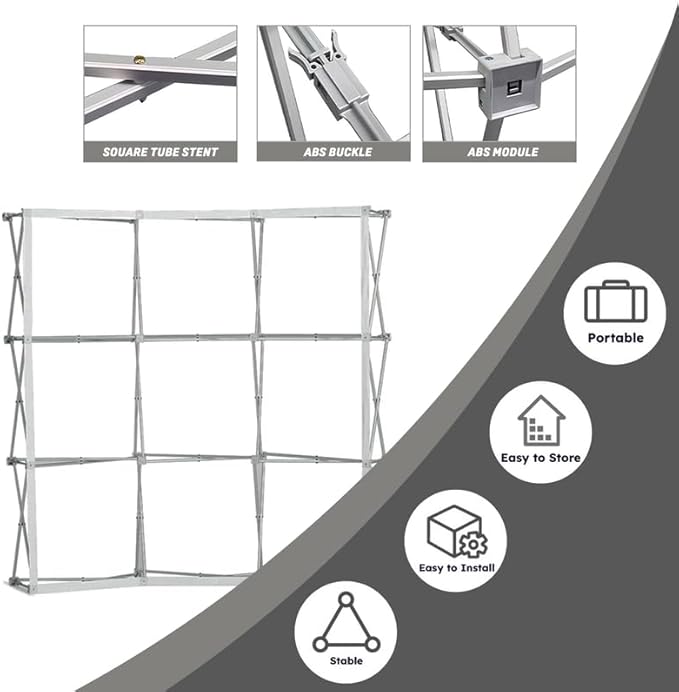 Curved Pop Up Displays 7.5 x 7.5 FT Trade Show Backdrop Display Custom Banner Tradeshow Booth Tension Fabric Pop Up Backdrop for Business/Campuses/Weddings/Corporate