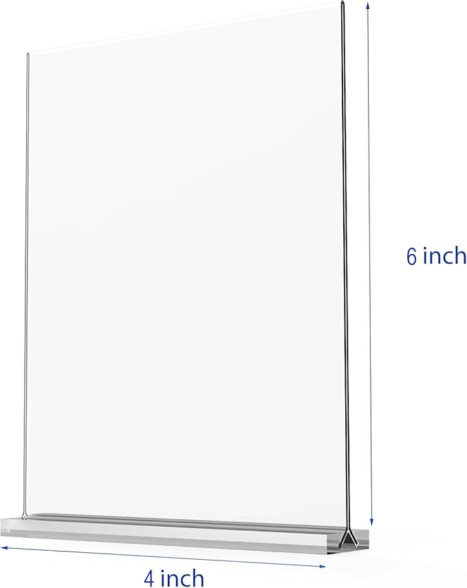 newnewshow 4x6 Inch Clear Acrylic Sign Holder, Display Stand, Plastic Card Holder for Business, Office, Retail (4x6 Inch 12 Pack)