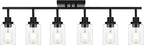 6-Light Track Lighting Kit Black Track Lighting Fixtures Bathroom Wall Sconces Ceiling Mount Kitchen Tracking Lights, Rotatable Spotlight with Clear Glass Shade for Kitchen Shop Hallway