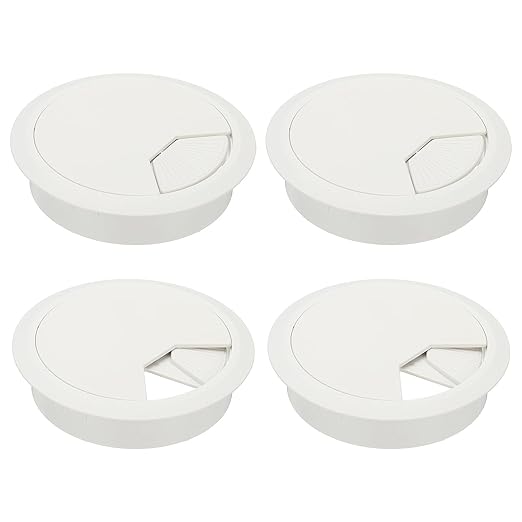 PATIKIL 3 Inch Desk Grommet, 4Pcs Cable Grommet Wire Management Cable Hole Cover Cord Organizer for Office Home Table Countertop, White