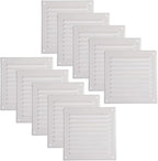 Vent Systems - 6 x 6 Inch (Inner) Pack of 10 White Metal Square Soffit Air Vent Grille Cover, Register Vent Deflector Louver Built-in Mesh HVAC for Bathroom Home Office Kitchen 8" x 8" (Outer)