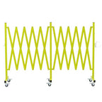 GYMTIME Expandable Metal Barricade, Flexible Mobile Safety Barrier, Folding Security Gate with Casters, Adjustable Traffic Temporary Fence for School, Shopping Mall, 16 Feet, Matte Yellow