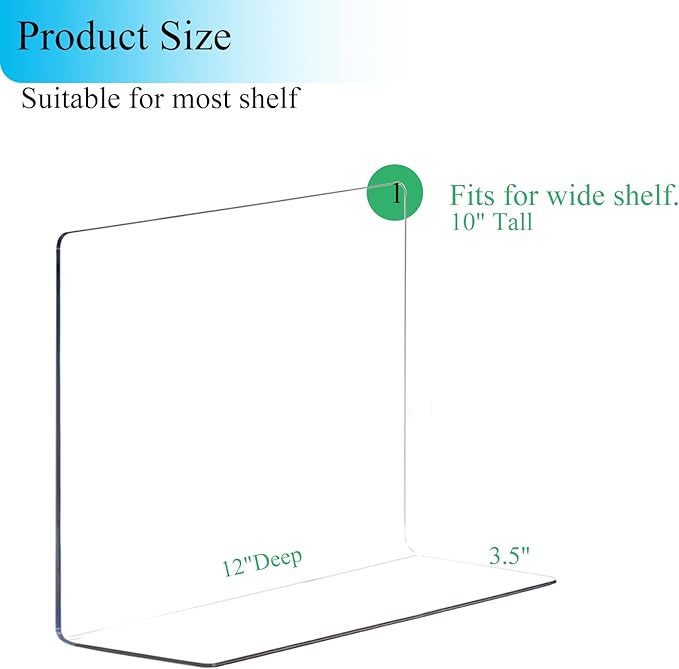 Acrylic Shelf Dividers for Closet Organization: 10" Tall x 12" Deep Closet Shelf Divider for Clothes Sweater Purse - Clear Closet Organizers and Storage Separators for Shelves, 7Pack