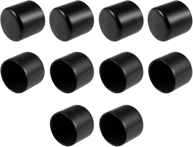 uxcell 10pcs Rubber End Caps 36mm ID Vinyl Round End Cap Cover Screw Thread Protectors Black