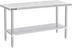 DuraSteel 30x72 Stainless Steel Work Table - NSF Commercial Prep Metal Table - Outdoor Pizza Oven Stand w/Under Shelf - Kitchen Island Laundry Utility Garage Microwave Stand Large Rolling Storage Cart