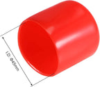 uxcell 4pcs Rubber End Caps 45mm ID Vinyl Round End Cap Cover Screw Thread Protectors Red, 40mm Height