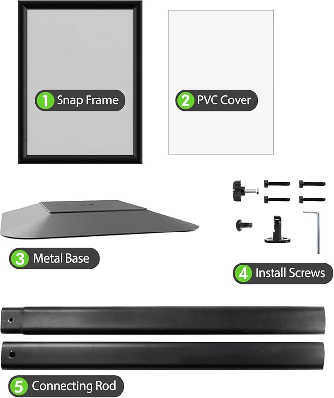 3Packs Heavy Duty Adjustable Pedestal Poster Sign Stand, 11x17 Aluminum Open Floor Standing Sign Holder for Vertical and Horizontal View Display, Black