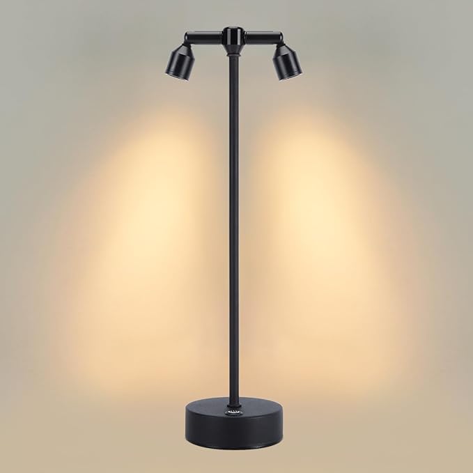 IMAGE Rechargeable Cordless Spotlight, Table Spotlight Accent Lighting for Plants Pictures Artwork Jewelry Showcase Model Display Shelves Cabinet Table Lamp for Home Restaurant Dinner Bar Warm White