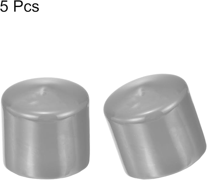 uxcell 5pcs Rubber End Caps Protective Caps 50mm ID Vinyl PVC Round Tube Bolt Cap Cover Screw Thread Protectors Light Gray