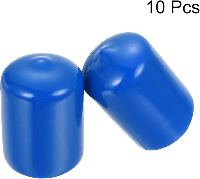 uxcell 10pcs Rubber End Caps 20mm ID Vinyl Round End Cap Cover Screw Thread Protectors Blue