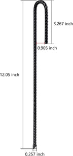 Rebar U/J Hook Extra Heavy Duty, 12 inch x 1/4 inch Rust Proof Coated Steel Ground Anchors for Garden, Tent, Trampoline (50pcs, J-Hook)