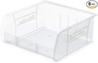 Akro-Mils 30235 AkroBins Plastic Storage Bins, Space-Saving Stackable Bins for Garage, Pantry, Craft Organization, 11" x 11" x 5", Clear, 6-Pack