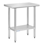 Hally Stainless Steel Table for Prep & Work 30 x 18 Inches, NSF Commercial Heavy Duty Table with Undershelf and Galvanized Legs for Restaurant, Home and Hotel