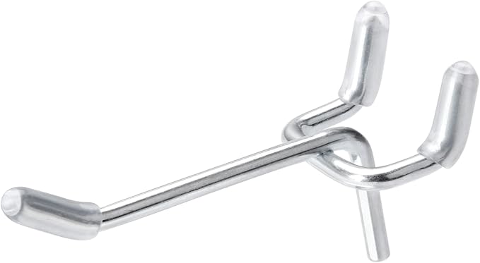Pegboard Hooks, 2-Inch, 50 Pack Sturdy Hooks with 150 Peg Locks/Caps for 1/4 inch and 1/8 inch Peg Board, Metal Hanger for Garage, Craft Room and Store, Won’t Fall Out