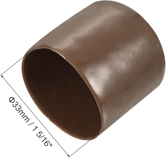 uxcell 10pcs Rubber End Caps 33mm(1 5/16") ID Vinyl Round End Cap Cover Screw Thread Protectors Brown