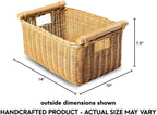 The Basket Lady Pole Handle Wicker Storage Basket, Small, 14 in L x 10 in W x 7.5 in H, Sandstone