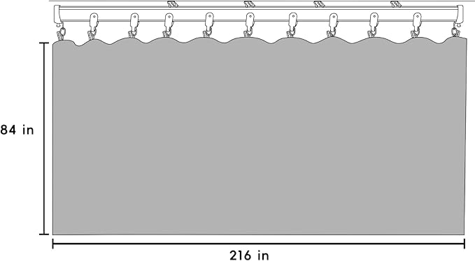 Room Divider Blackout Curtains Flexible Sliding Tracks Sets Ceiling Mounted Rod Window Curtain Privacy Separation for Bedroom Living Rooms,1 Panel Black Drape and Black Track Set-W216xH84 in
