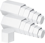 Jetec Hexagonal Jewelry Display Risers Hexagonal Market Display Risers Stands Acrylic Showcase Acrylic Stand for Jewelry Model Figures Decoration, 6 Sizes(White,12 Pieces)