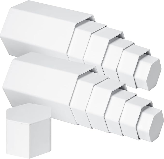 Jetec Hexagonal Jewelry Display Risers Hexagonal Market Display Risers Stands Acrylic Showcase Acrylic Stand for Jewelry Model Figures Decoration, 6 Sizes(White,12 Pieces)