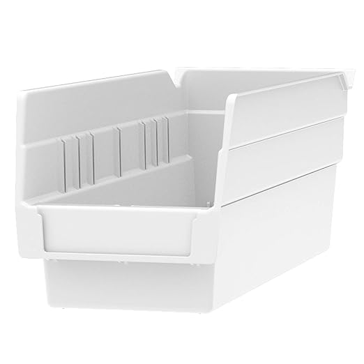 Akro-Mils 30120 12-Inch by 4-Inch by 4-Inch Plastic Nesting Shelf Bin Box, White, Case of 24