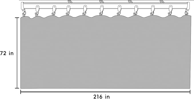 Room Divider Blackout Curtains Flexible Sliding Tracks Sets Ceiling Mounted Rod Window Curtain Privacy Separation for Bedroom Living Rooms,1 Panel Black Drape and Black Track Set-W216xH72 in