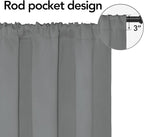 Easy-Going Rod Pocket Blackout Curtains for Bedroom, Room Darkening Window Curtains for Living Room, Thermal Insulated Noise Reduction Solid Window Drapes, 2 Panels(34x72 in, Light Gray)