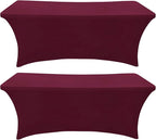 SEPARO 2 Pack 6 Ft Burgundy Spandex Table Cover Fitted Rectangular Tablecloth Stretchable Fabric Table Cloth 6 ft Wrinkle-Free for Party Tradeshows Banquet Weddings Cocktail
