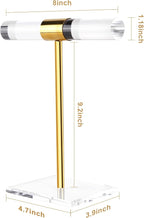 Necklace Holder Bracelet Holder, Gold Acrylic Jewelry Display Stand Crystal T Bar Jewelry Organizer Gift for Women(1-Tier 1pc)