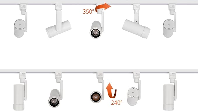 mirrea H Type LED Track Lighting Heads, Track Light Head with 24° to 60° Adjustable Beam Angle, 13.5W 90 CRI 3000K Warm White Painted, White Pack of 3