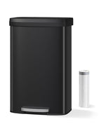 Garvee 21 gal / 80 L Metal Trash Can with Lid, Large Garbage Can for Kitchen, Rustproof Step-on Kitchen Metal Trash Bin with Liner Rim, Rear Handle, Soft Close Plastic Lid, Black