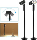 2 Pack Mini LED Spotlight, 3W Aluminum Spot Light Jewelry Showcases Display Lighting Adjustable Angle AC 110V Hard Wired Standing Up Cabinet Spotlight Accent Lights (Black Warm Light 3000K)
