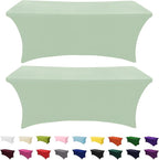 SEPARO Spandex Table Cover 2 Pack 6FT Sage Green Fitted Tablecloths,Washable Wrinkle Resistant Stretch Table Cloth Rectangle for Party Hosting Supplies,Wedding Decorations,Vendor Display,Banquet