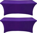 SEPARO 2 Pack 6 Ft Dark Purpe Spandex Table Cover Fitted Rectangular Tablecloth Stretchable Fabric Table Cloth 6 ft Wrinkle-Free for Party Tradeshows Banquet Weddings Cocktail