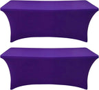 SEPARO 2 Pack 6 Ft Dark Purpe Spandex Table Cover Fitted Rectangular Tablecloth Stretchable Fabric Table Cloth 6 ft Wrinkle-Free for Party Tradeshows Banquet Weddings Cocktail