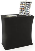 Portable Trade Show Counter Kiosk with Pop Up Stand, 38"W x 38.5"H, Stretch Cover, Wheeled Case