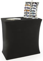 Portable Trade Show Counter Kiosk with Pop Up Stand, 38"W x 38.5"H, Stretch Cover, Wheeled Case