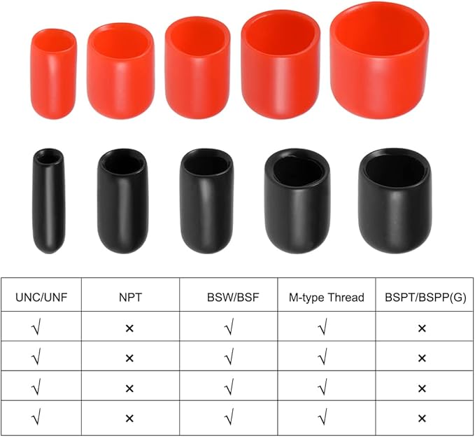 uxcell 10pcs Rubber End Caps 32mm(1 1/4-inch) ID Round End Cap Cover Screw Thread Protectors Red