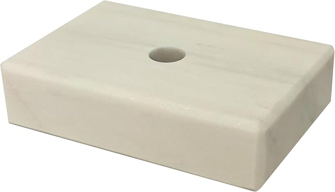 Genuine Marble Trophy Base – Polished Beveled Display Stand with Center Hole, 3/4" Thick, Multiple Sizes for Awards, Crafts & 3D Prints (White Marble, 2x3 inch)