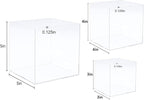 Clisela 3pcs Acrylic Cube Display Stands Box Risers with Hollow Bottoms, Food Risers for Buffet Table, Decorative Display Stand Shelf for Dessert Collectibles Jewelry Figures Show - Clear 3" 4" 5"