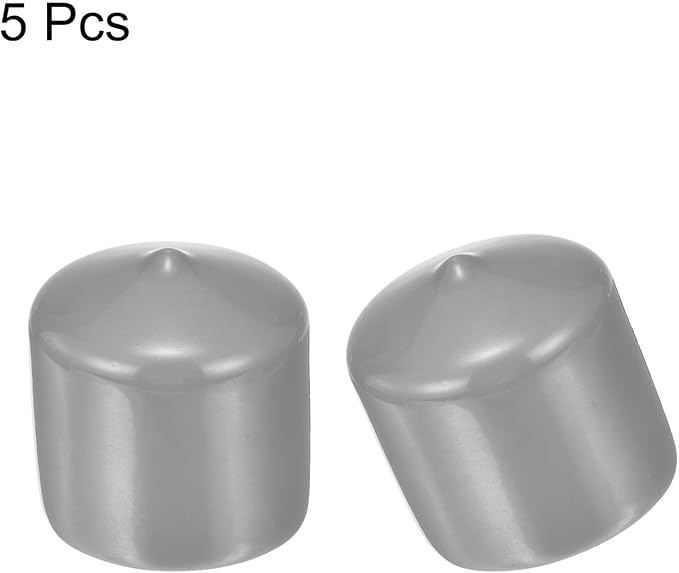 uxcell 5pcs Rubber End Caps 40mm(1.6 Inch) ID Vinyl PVC Round Tube Bolt Cap Cover Screw Thread Protectors Light Gray