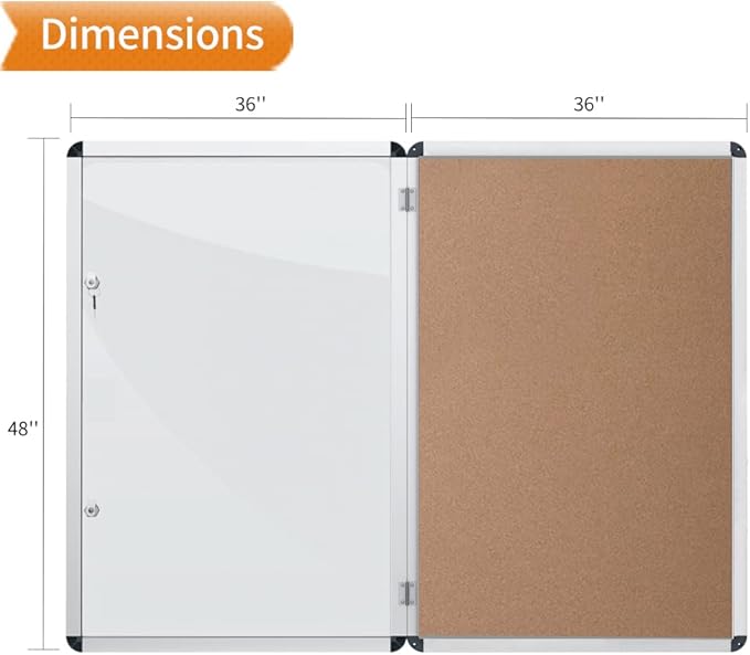 VIZ-PRO Tamperproof Lockable Cork Noticeboard Class 1 Aluminium Framed 48x36 Inches, Pack of 2