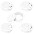 2" Spring Desk Grommet, JTemgle Plastic Cable Hole Cover Computer Table Cord Wire Organizer Caps Desktop Cord Management for Home Office TV Stands Tabletops - White, 5 Pcs