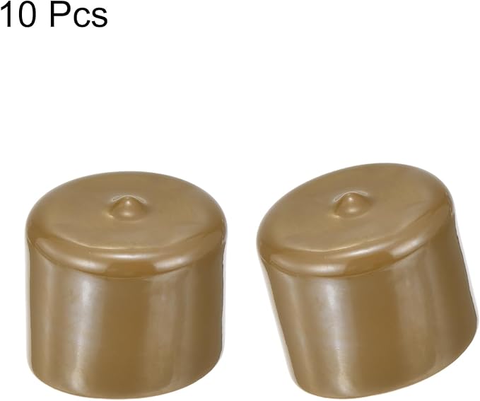 uxcell 10pcs Rubber End Caps 37mm ID Vinyl Round End Cap Cover Screw Thread Protectors Light Brown